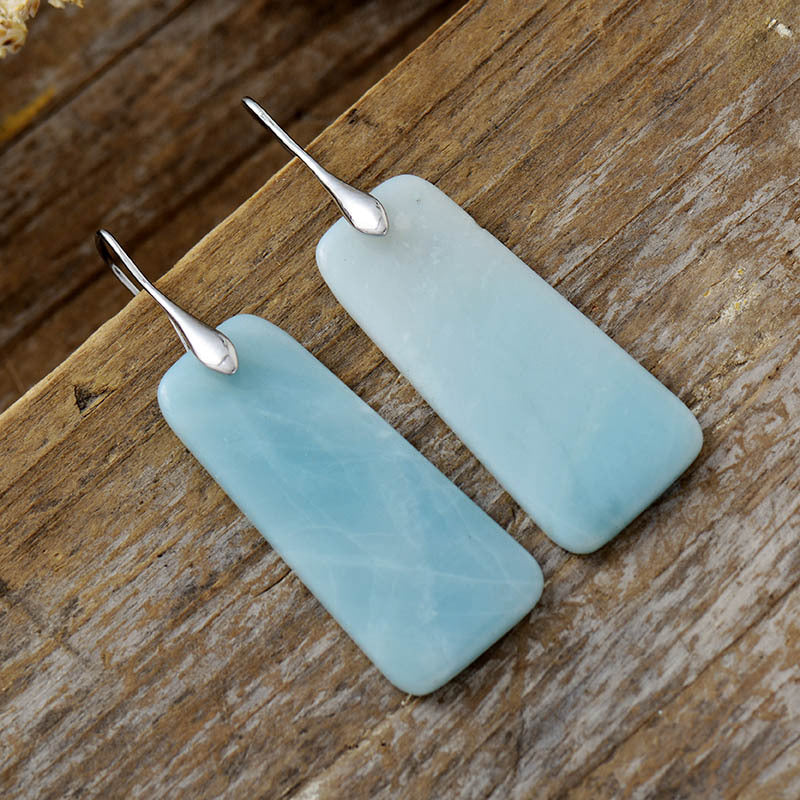 Natural Stone Geometric Shape Earrings - Thandynie