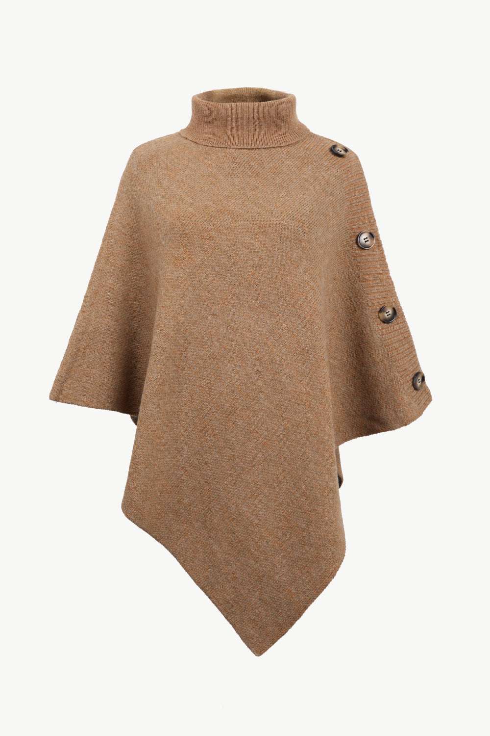 Turtleneck Buttoned Poncho - Thandynie