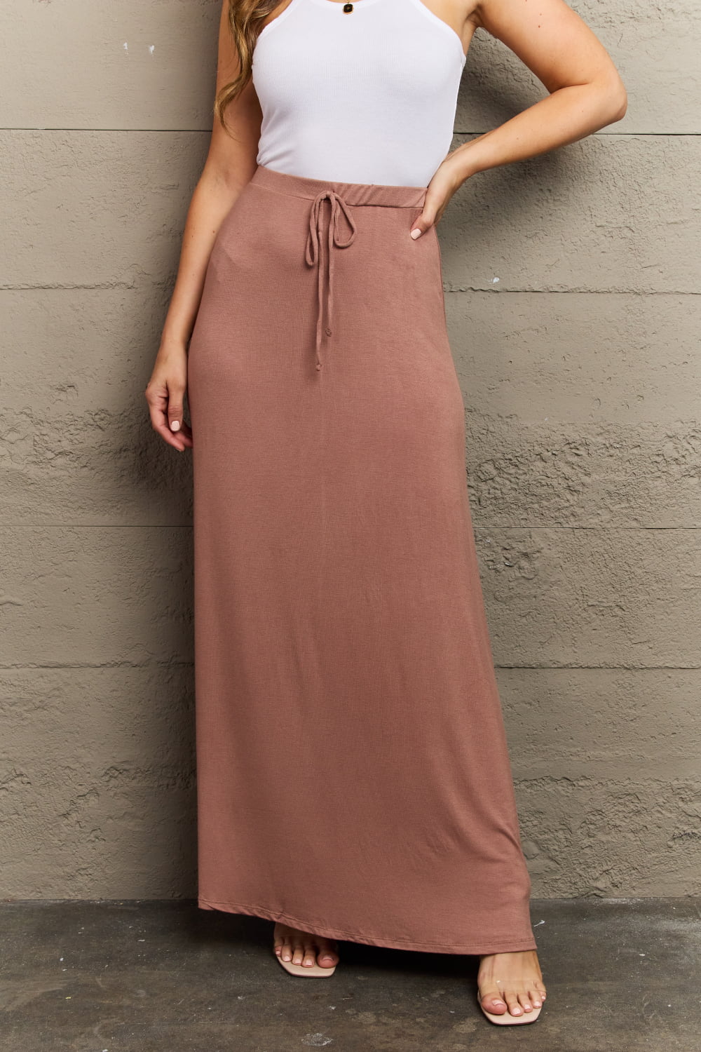 Culture Code For The Day Full Size Flare Maxi Skirt in Chocolate Chocolate