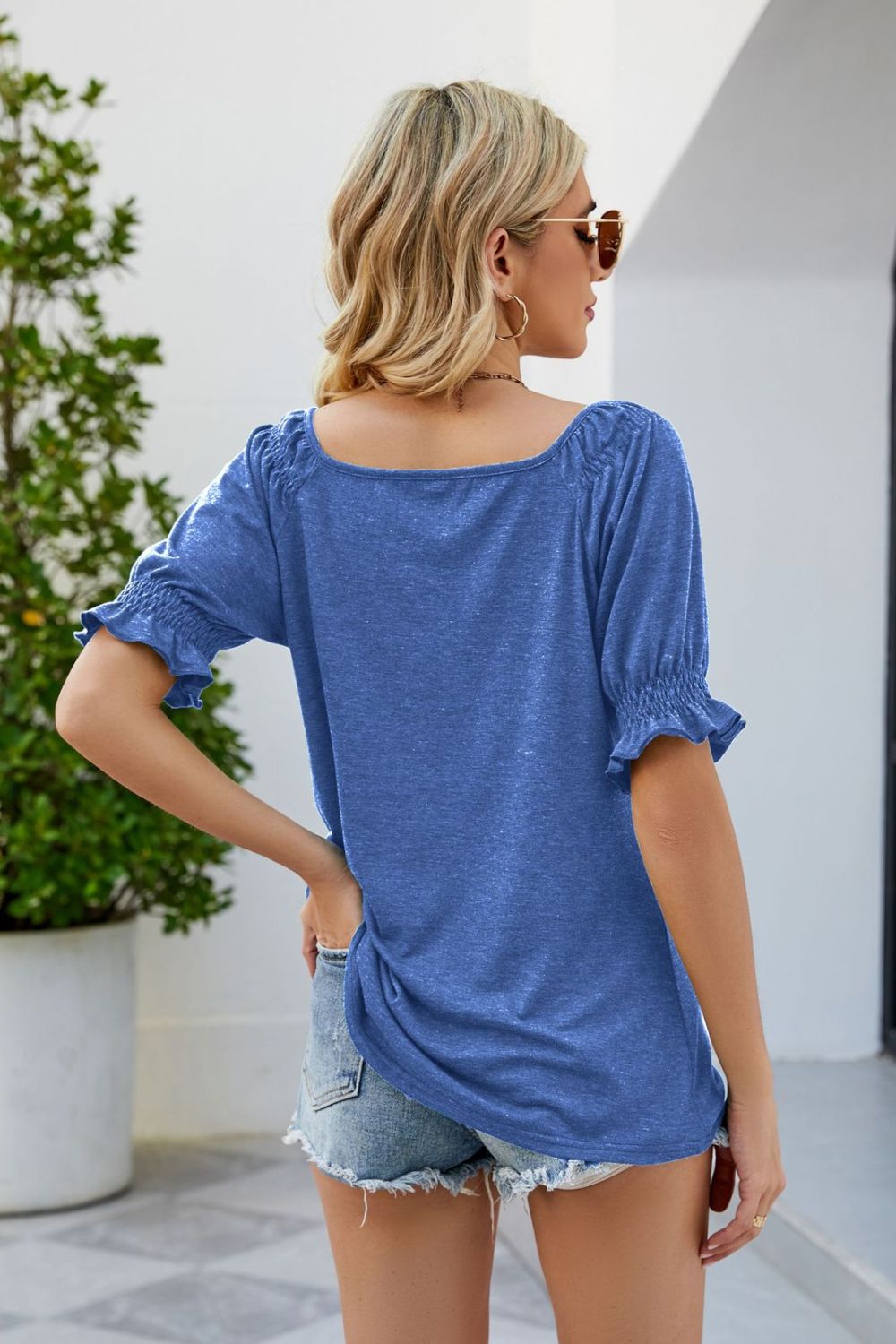 Short Flounce Sleeve Top