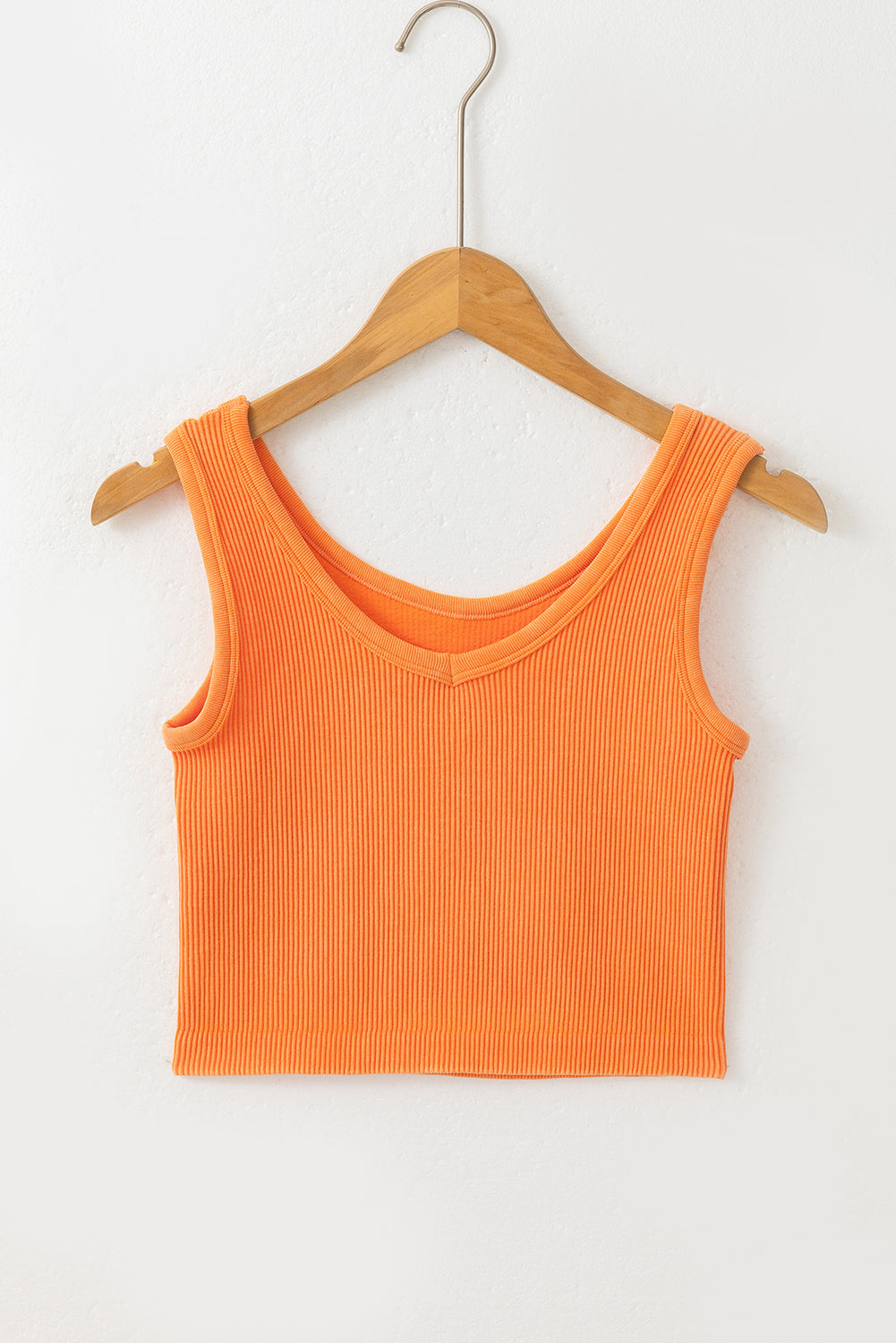 Grapefruit Orange Ribbed Seamless Cropped Tank Top Grapefruit Orange 90%Polyamide+10%Elastane