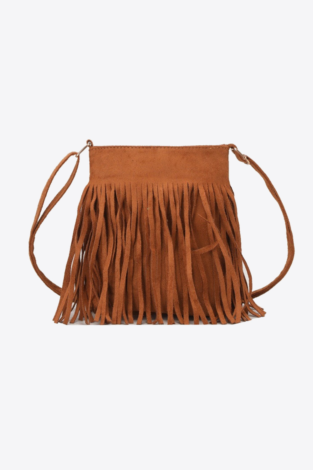 Adored PU Leather Crossbody Bag with Fringe Brown One Size
