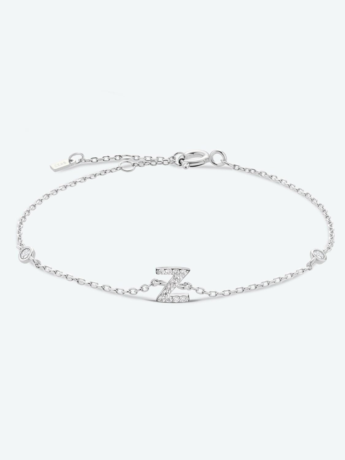 V To Z Zircon 925 Sterling Silver Bracelet Z Silver One Size