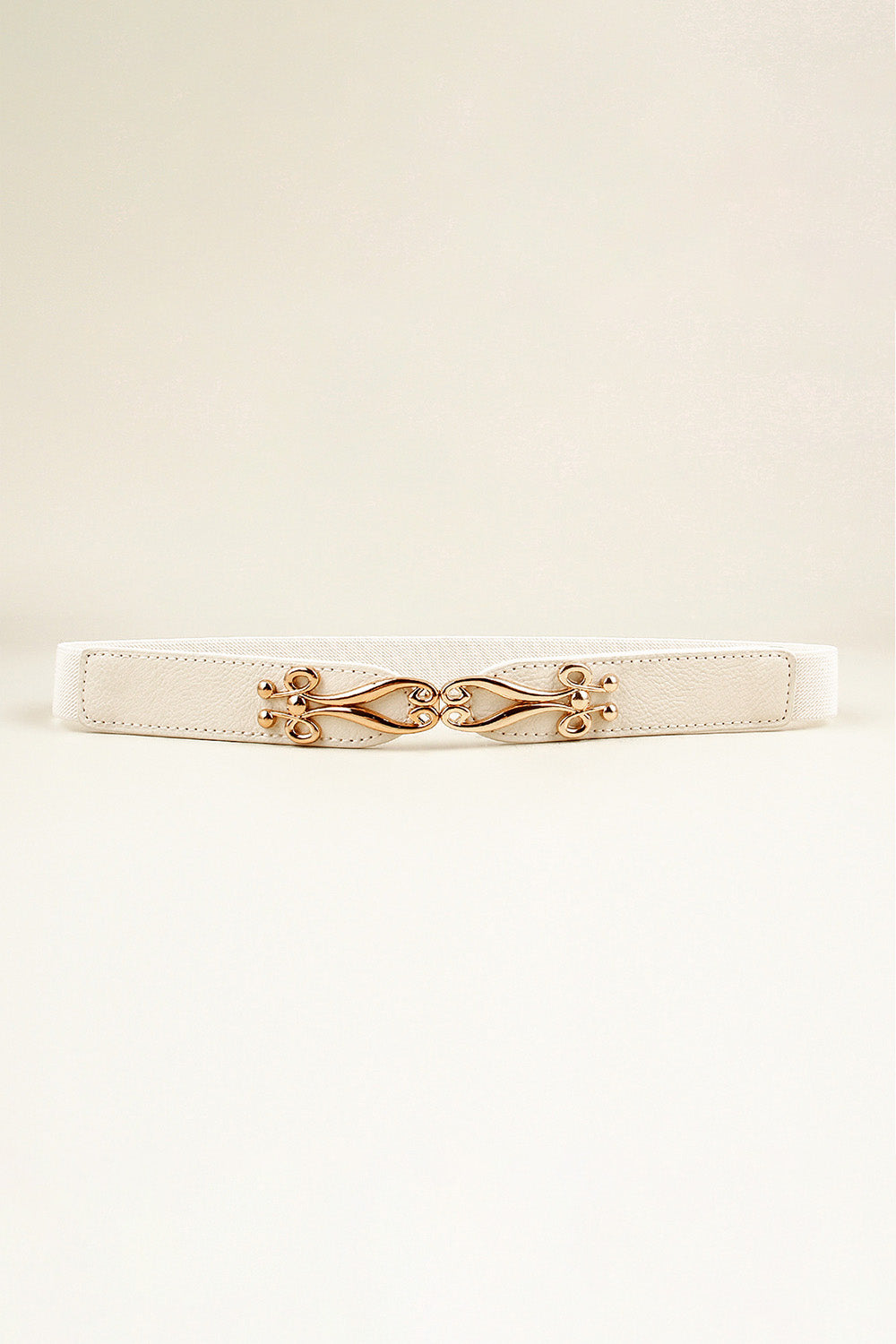 Alloy Buckle Elastic Belt White One Size