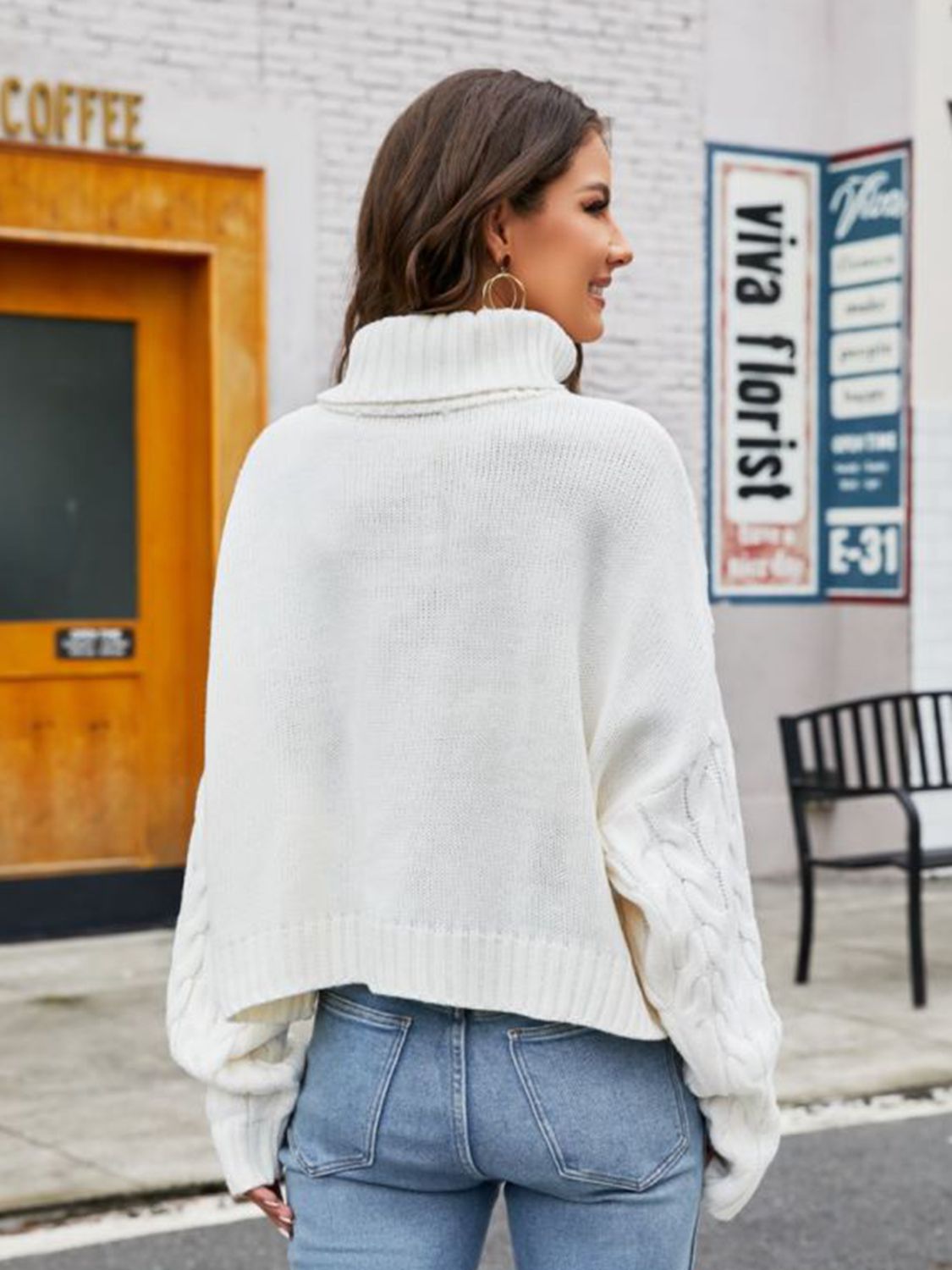 Turtle Neck Cable-Knit Sweater