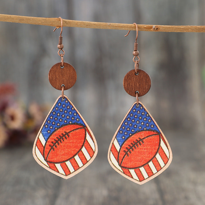 Printed Wooden Dangle Earrings - Thandynie