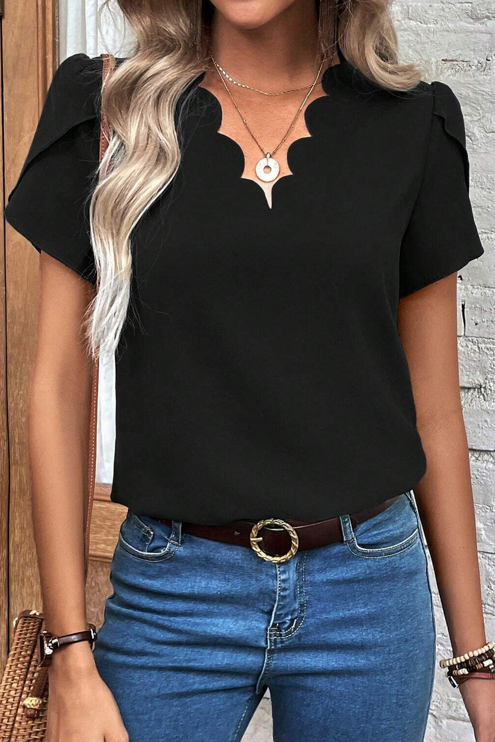 V-Neck Short Sleeve T-Shirt Black