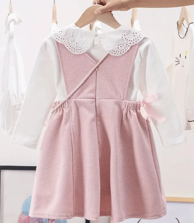 Spring And Autumn New Children Dress Pink