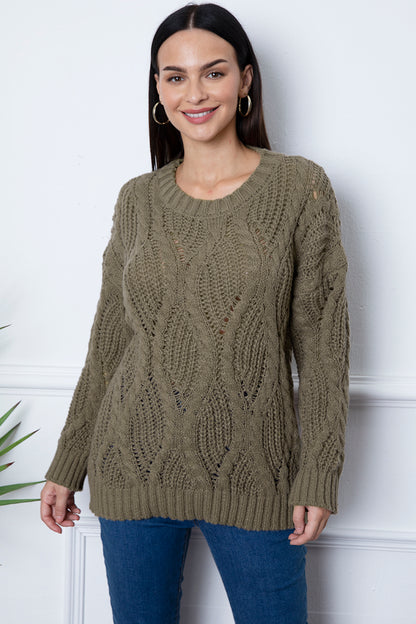 Round Neck Dropped Shoulder Sweater Mocha