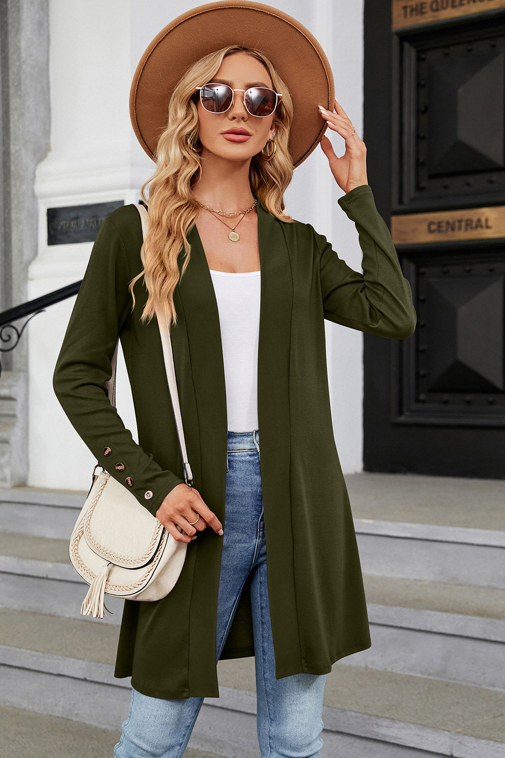 Open Front Long Sleeve Cardigan - Thandynie