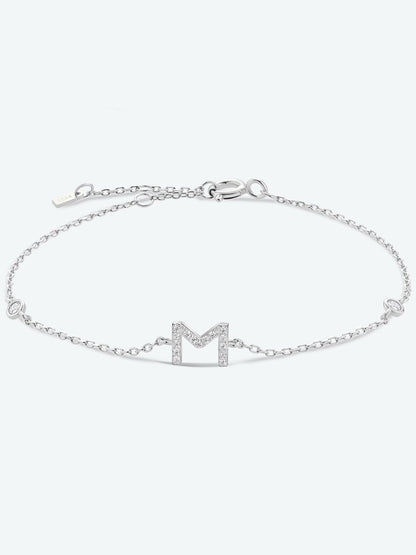 L To P Zircon 925 Sterling Silver Bracelet M-Silver One Size