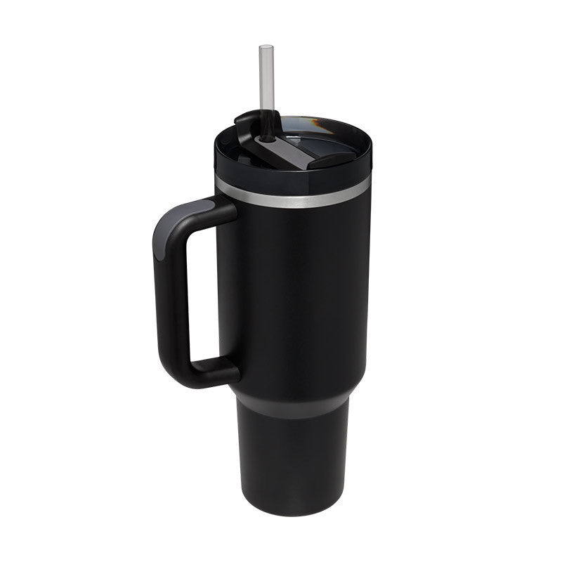 40 Oz Tumbler With Handle Straw Insulated, Stainless Steel Spill Proof Vacuum Coffee Cup Tumbler With Lid Tapered Mug Gifts For Valentine Lover Suitable For Car Gym Office Travel Black 1200ML