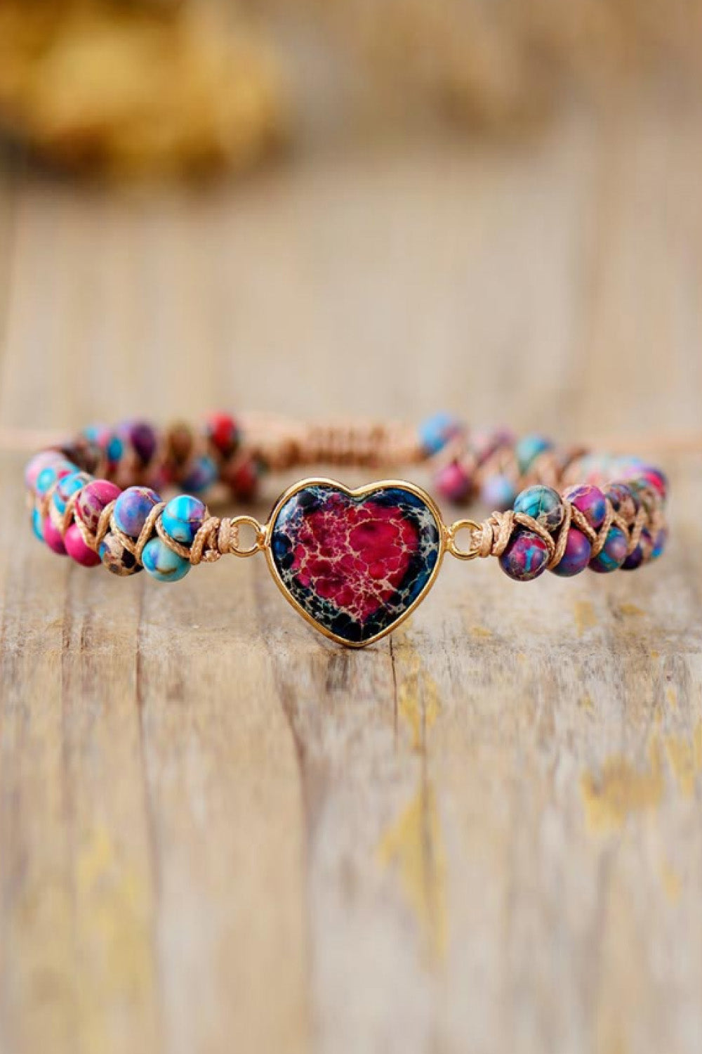 Handmade Heart Shape Natural Stone Bracelet - Thandynie