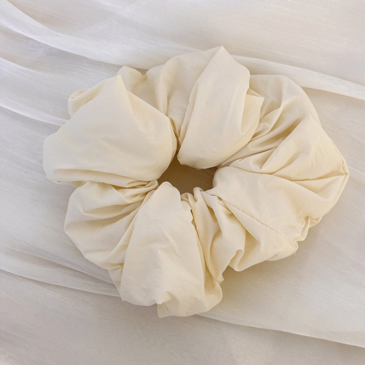 Ruched Elastic Hair Scrunchy Ivory One Size