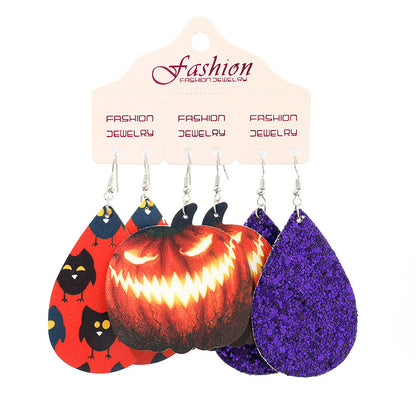 Teardrop Shape Halloween Theme Dangle Earrings Style F One Size