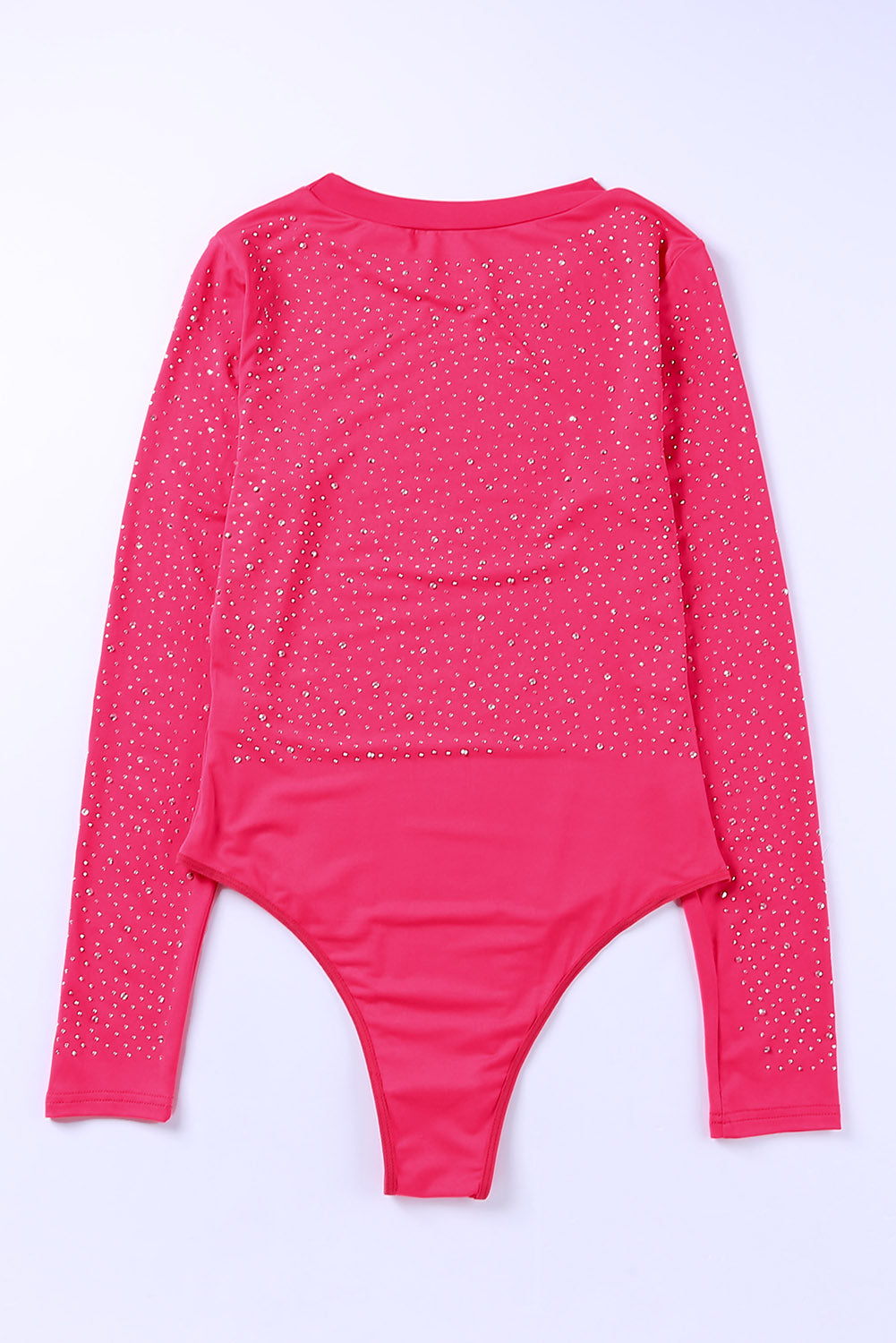 Rose Rhinestone O-neck Long Sleeve Bodysuit