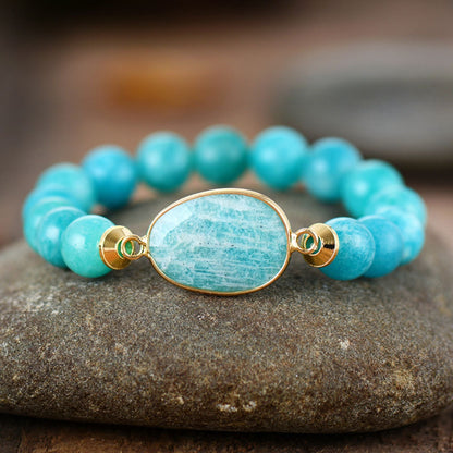 Natural Stone Beaded Bracelet Aqua One Size