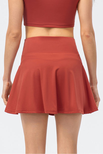 High Waist Wide Waistband Active Skirt