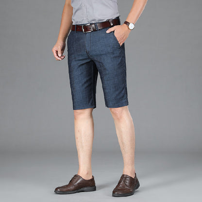 Summer Men's Loose Thin Denim Shorts Dark Blue