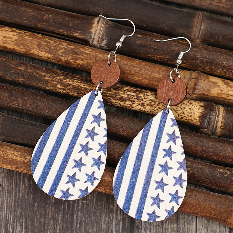 Printed PU Leather Dangle Earrings - Thandynie