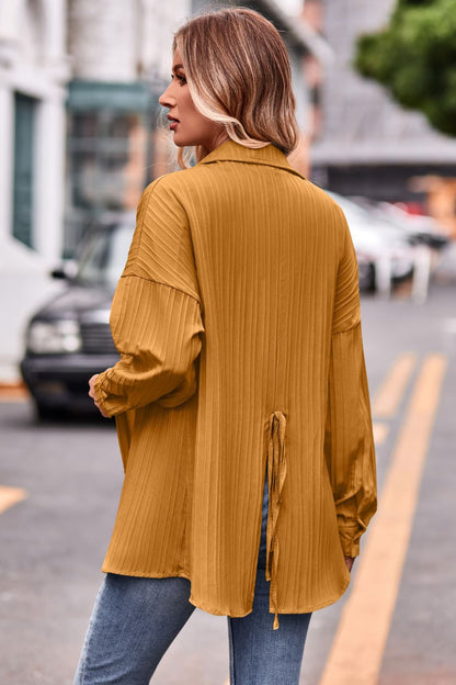 Slit Dropped Shoulder Longline Shirt