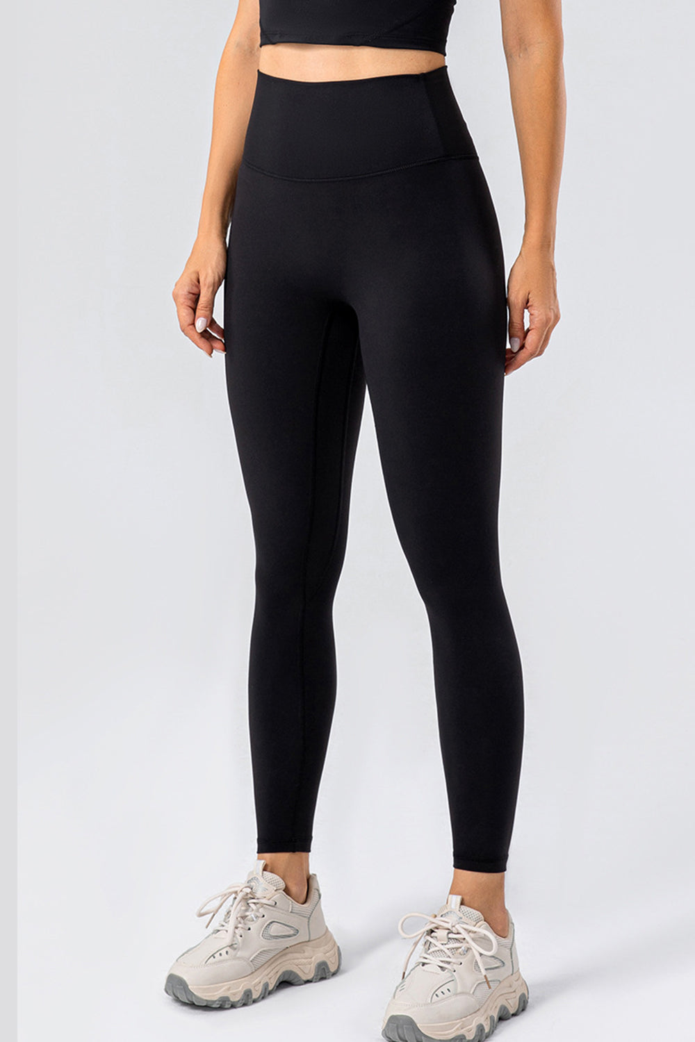 High Waist Wide Waistband Active Leggings Black