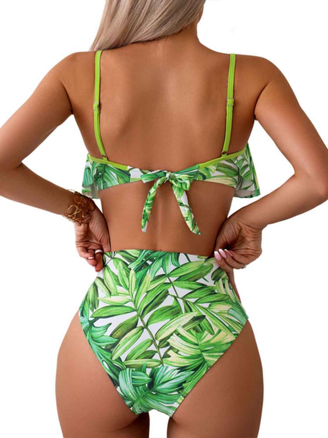 Spaghetti Strap Notched Bikini Set