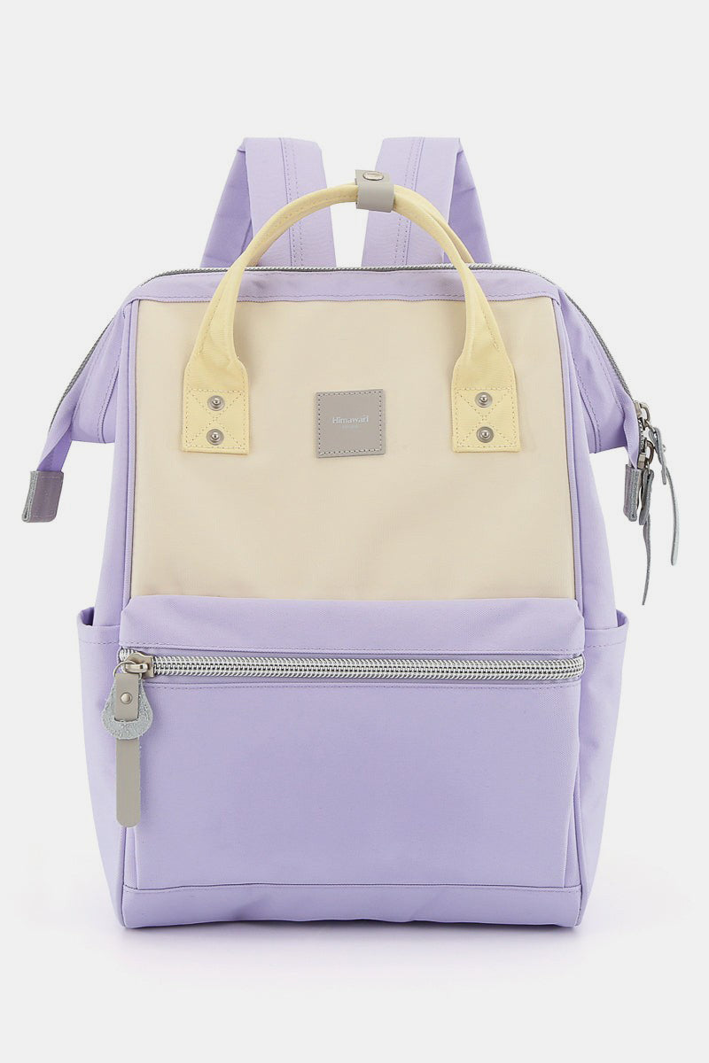 Himawari Water Resistant Canvas Backpack Bag with Side Pockets Purple Cream One Size