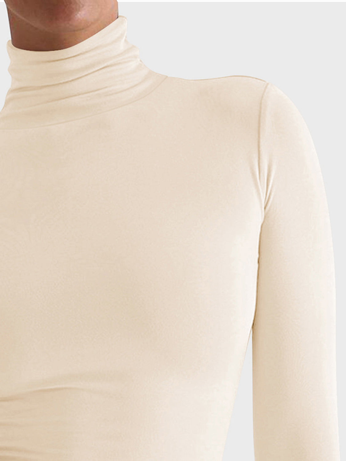 Turtleneck Long Sleeve T-Shirt Tan