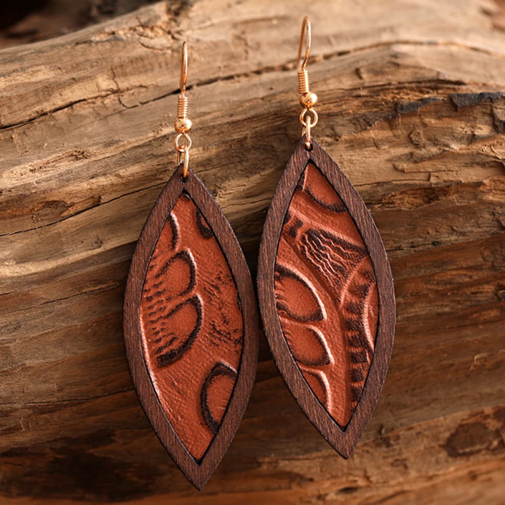 Geometrical Shape Wooden Dangle Earrings Style F One Size