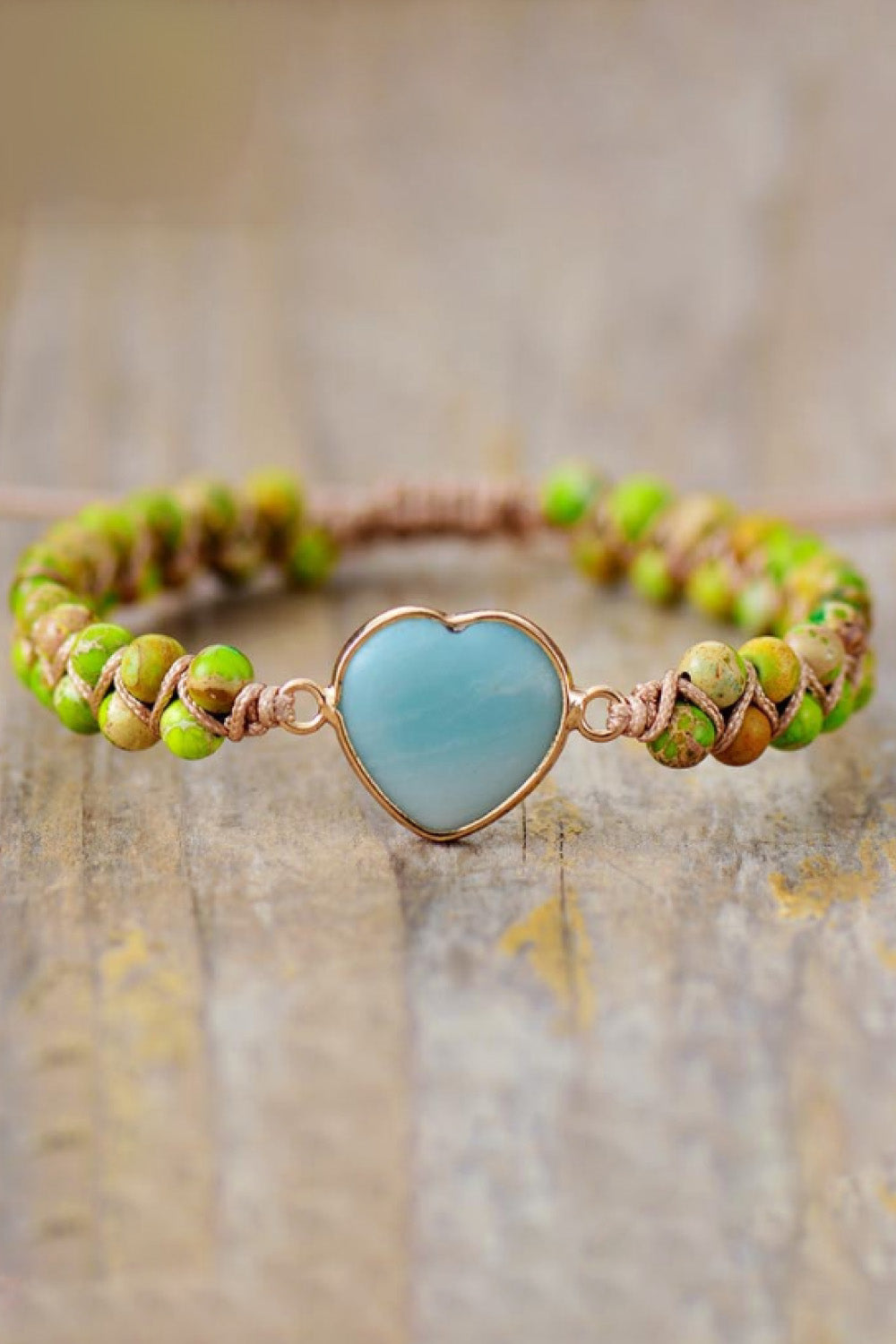 Handmade Heart Shape Natural Stone Bracelet - Thandynie