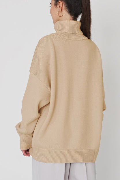 Turtle Neck Dropped Shoulder Sweater