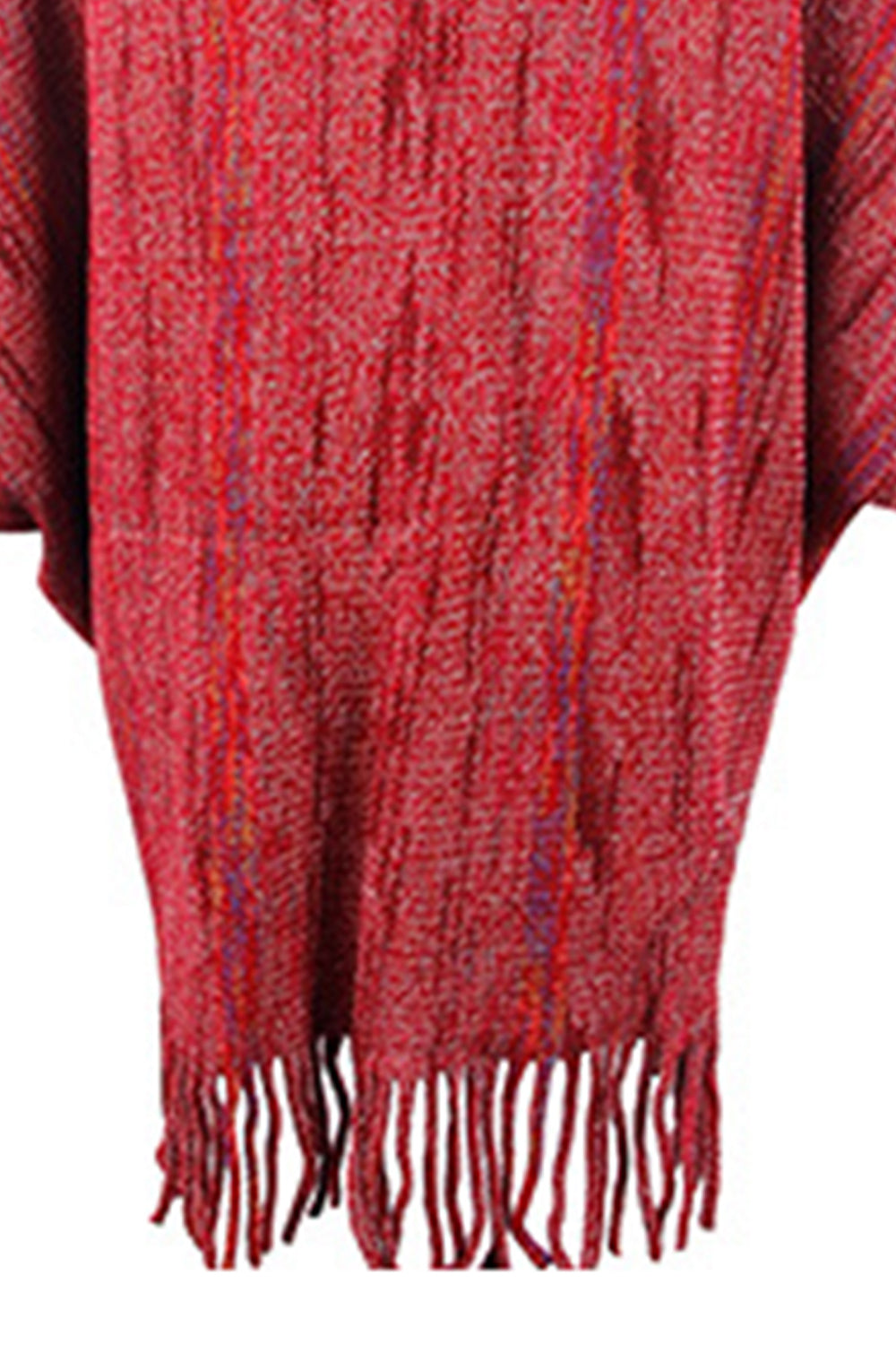 Fringe Detail Printed Poncho - Thandynie