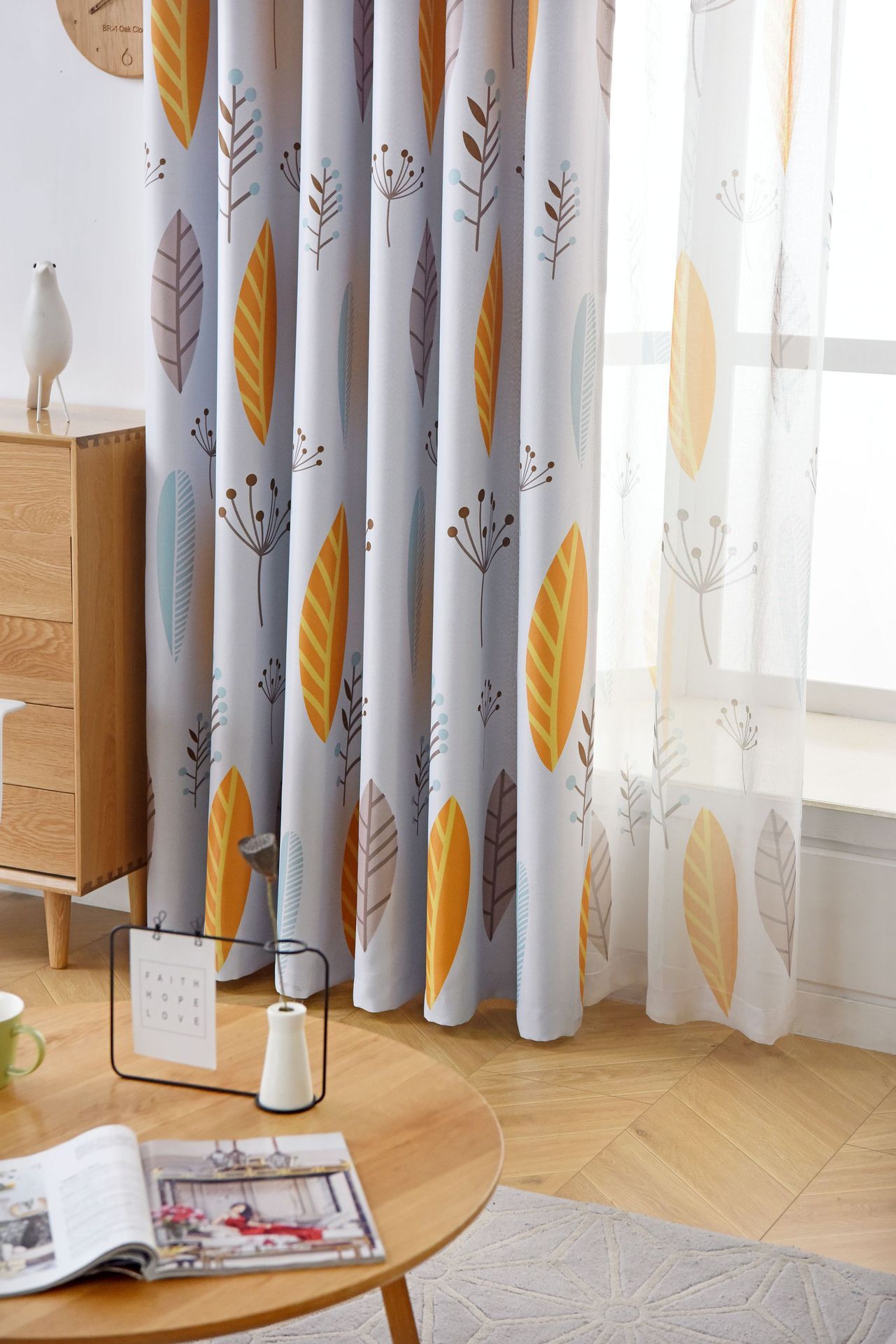 Nordic Style Nordic Leaf Curtain Shading Bedroom Living Room Shading Curtain Finished Simple Modern