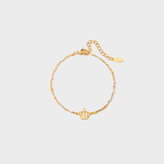 Crown Shape 18K Gold-Plated Bead Bracelet Gold One Size