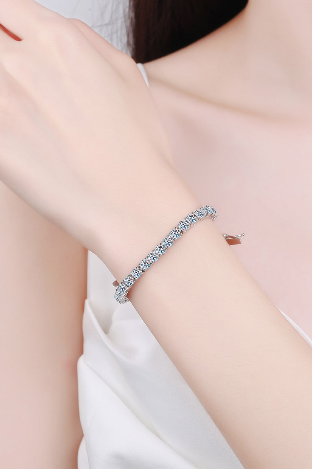 Moissanite Bracelet Silver One Size