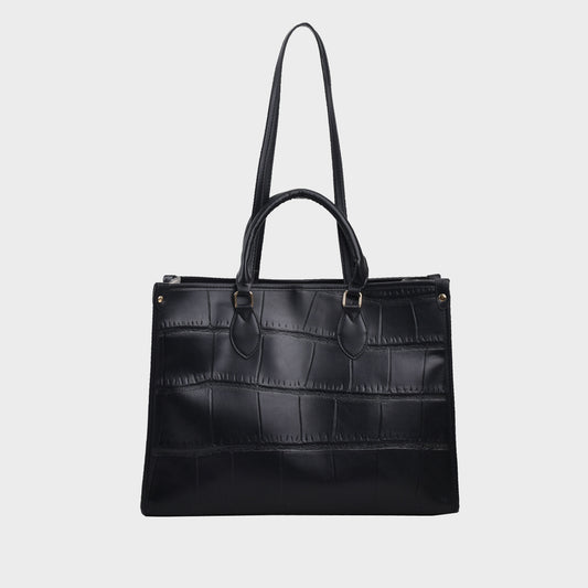 PU Leather Tote Bag Black One Size