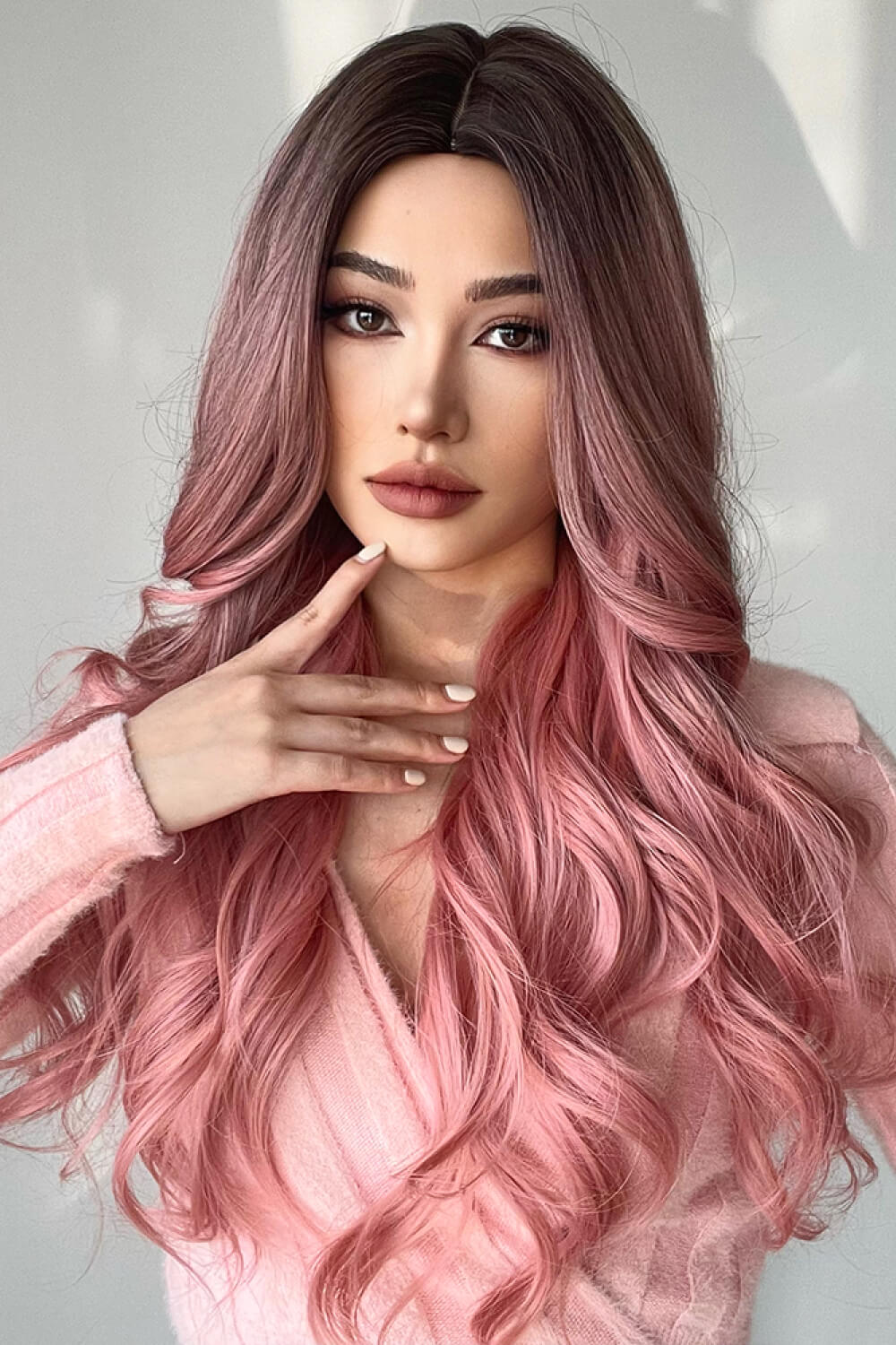 Fashion Wave Synthetic Long Wigs in Pink 26'' Black Rose Pink One Size