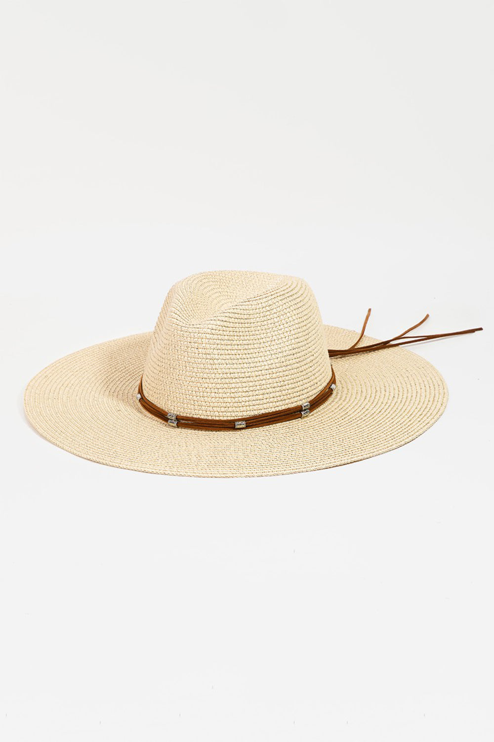 Fame Rope Strap Wide Brim Weave Hat IV One Size