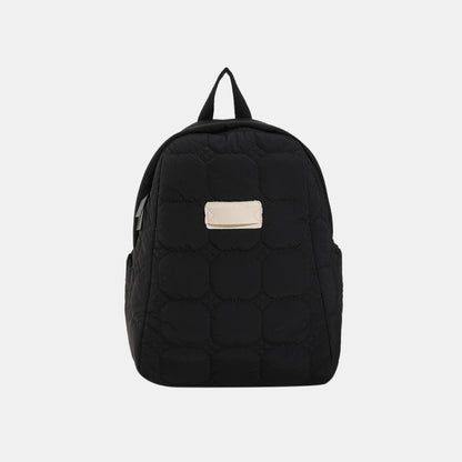 Quilted Polyester Backpack Bag Black One Size