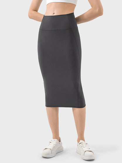 Slit Wrap Active Skirt Dark Gray