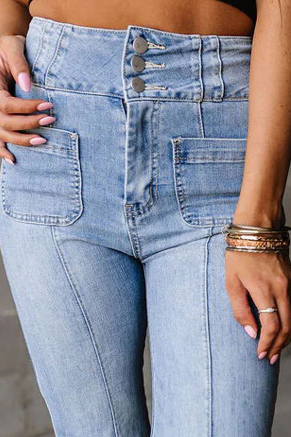 High Waist Bootcut Jeans - Thandynie