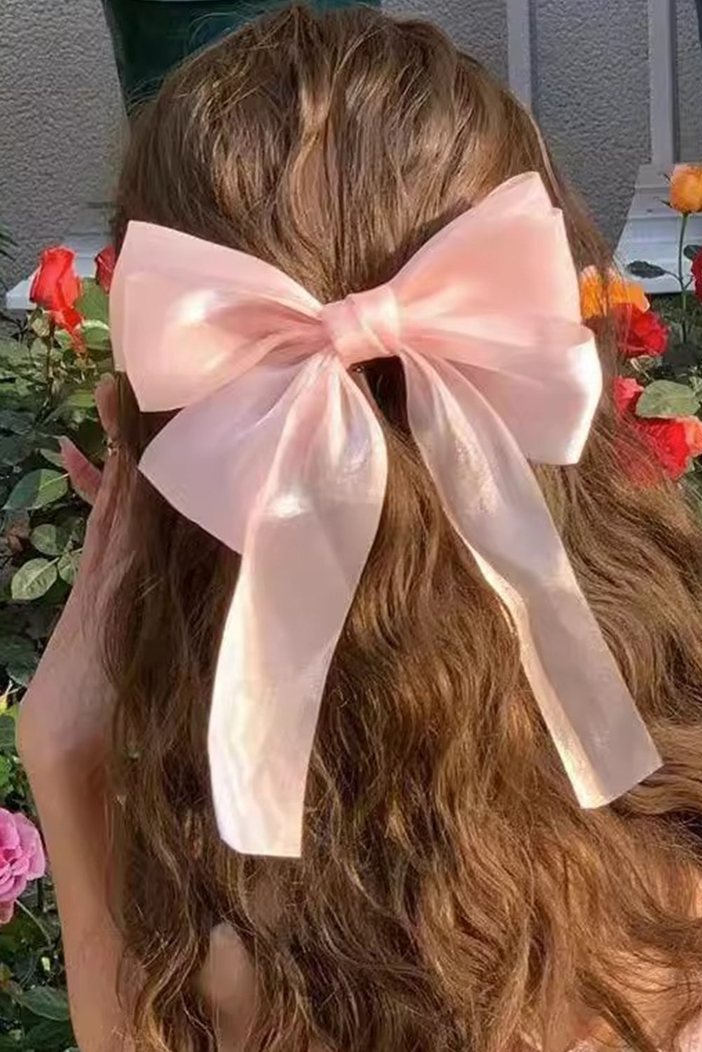 Apricot Pink Gauze Bowknot Hair Clip Apricot Pink ONE SIZE Gauze