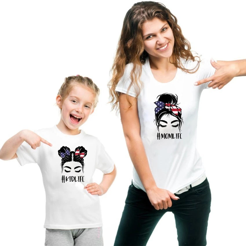 Family Matching Cotton Print Short Sleeves - Father, Mother & Daughter T-Shirts White3