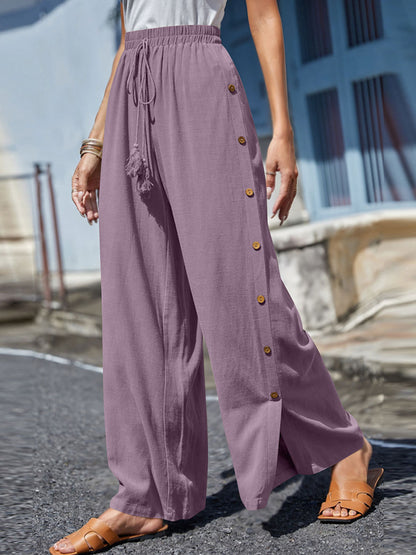 Full Size Tassel Wide Leg Pants Lilac