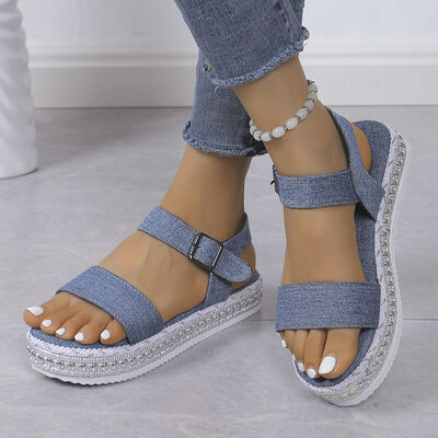 Braided Platform Sandals Light Blue