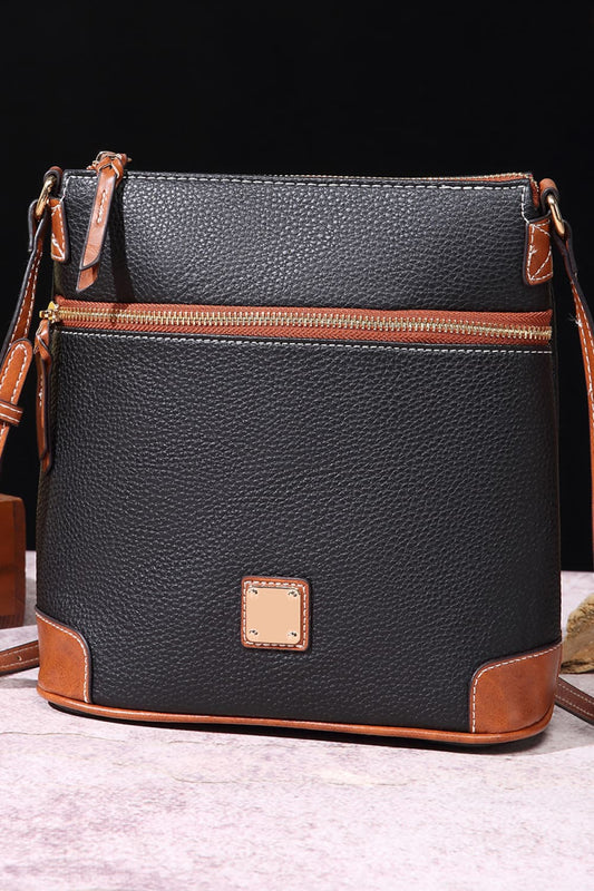 PU Leather Crossbody Bag Black Brown One Size