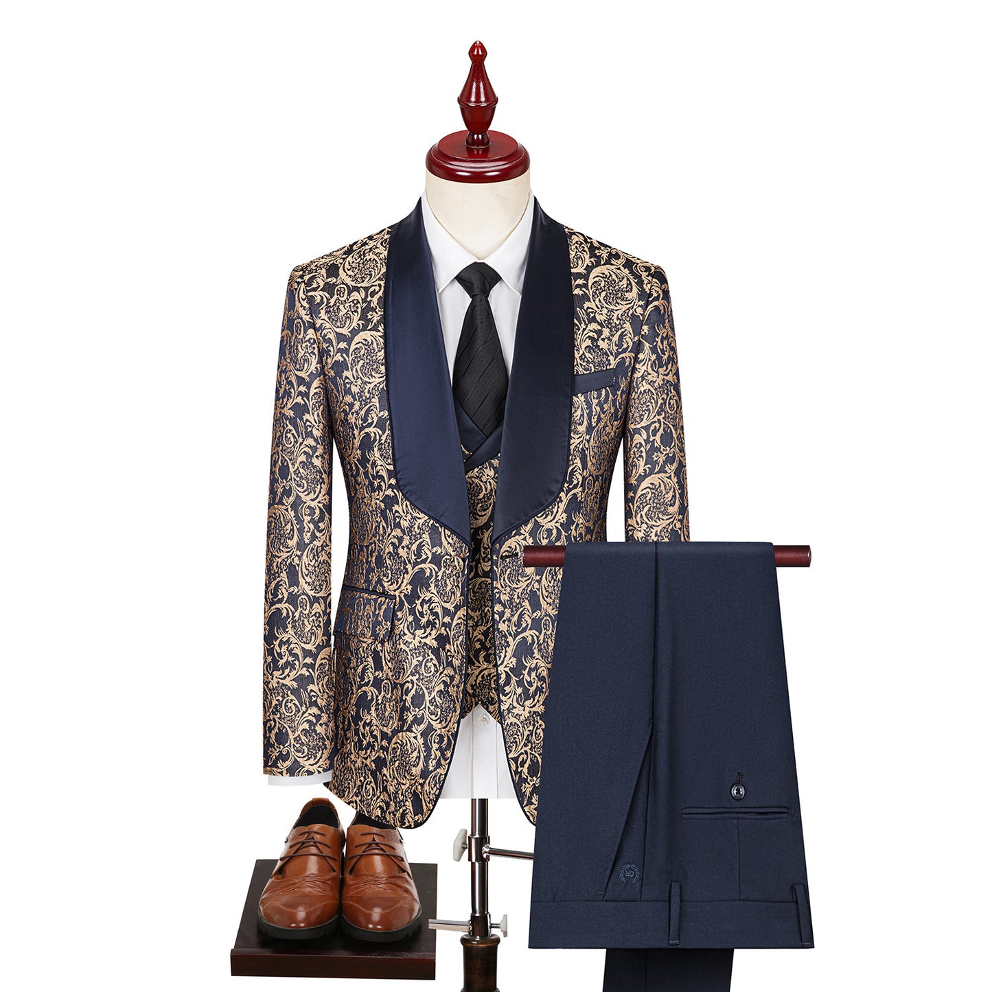 Men's Jacquard Suit Wedding Dress Suit Blue