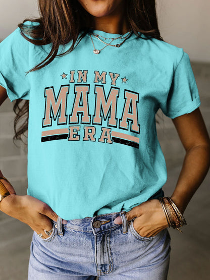 Full Size Letter Graphic Round Neck Short Sleeve T-Shirt Light Blue