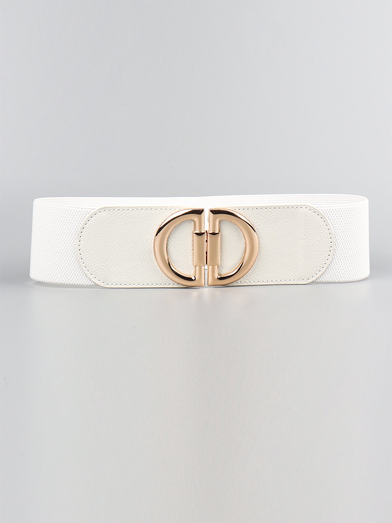 D Buckle Elastic Belt White One Size